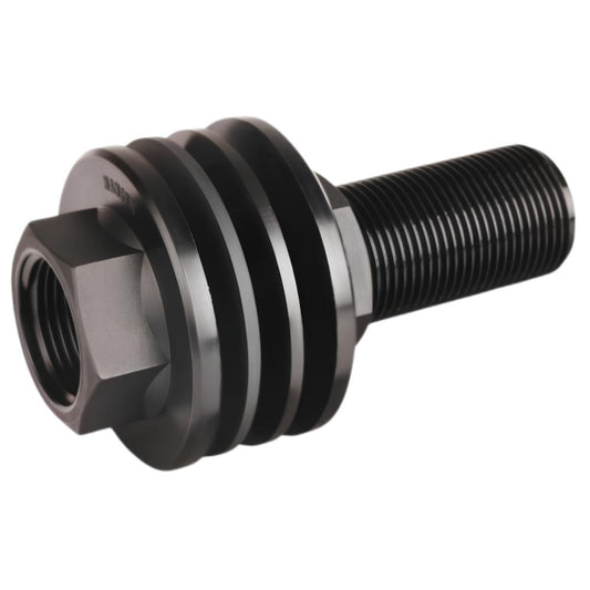 Metal bolt with hex head and threaded shaft on a white background