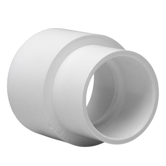 White PVC pipe fitting on a white background