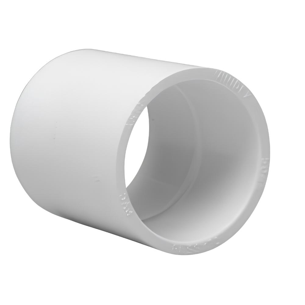 White PVC coupling on a white background