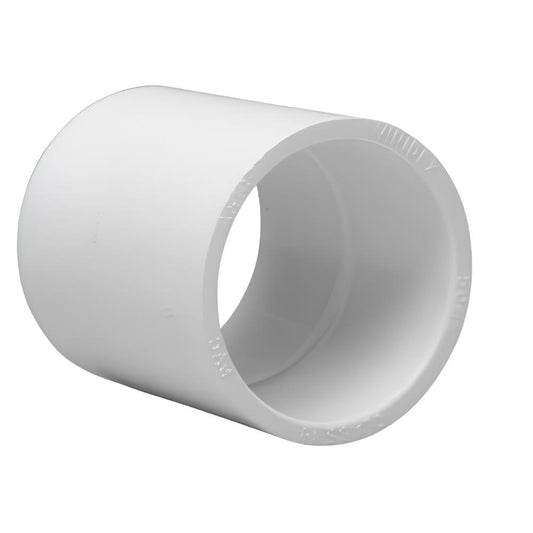 White PVC coupling on a white background