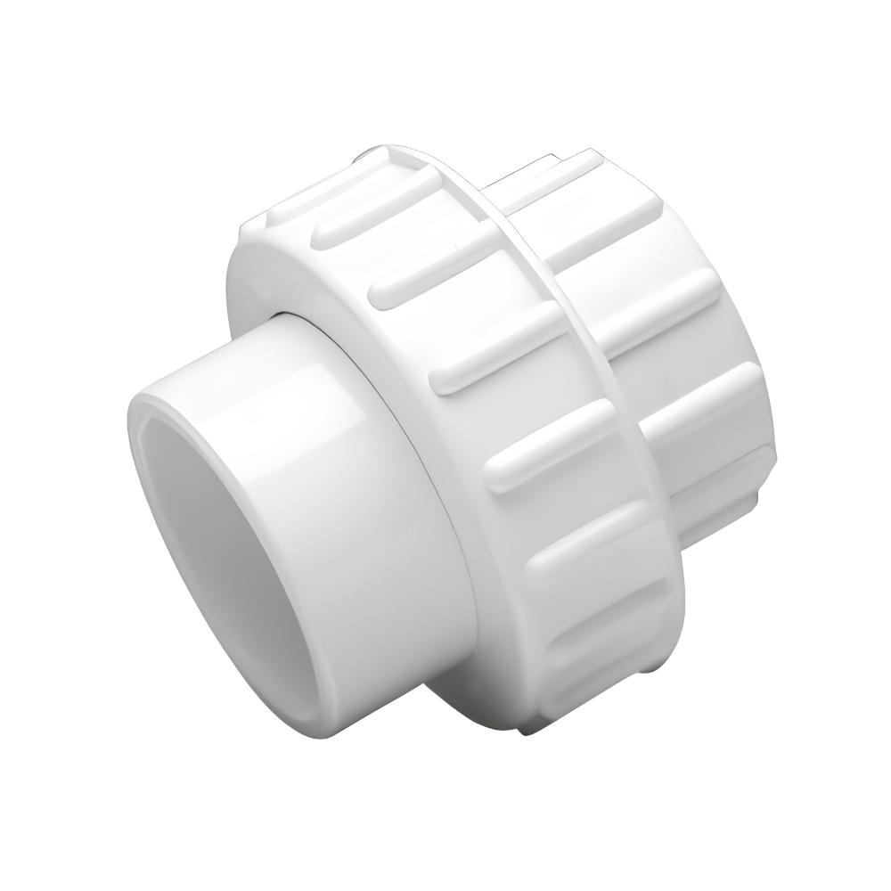 White plastic pipe fitting on a white background