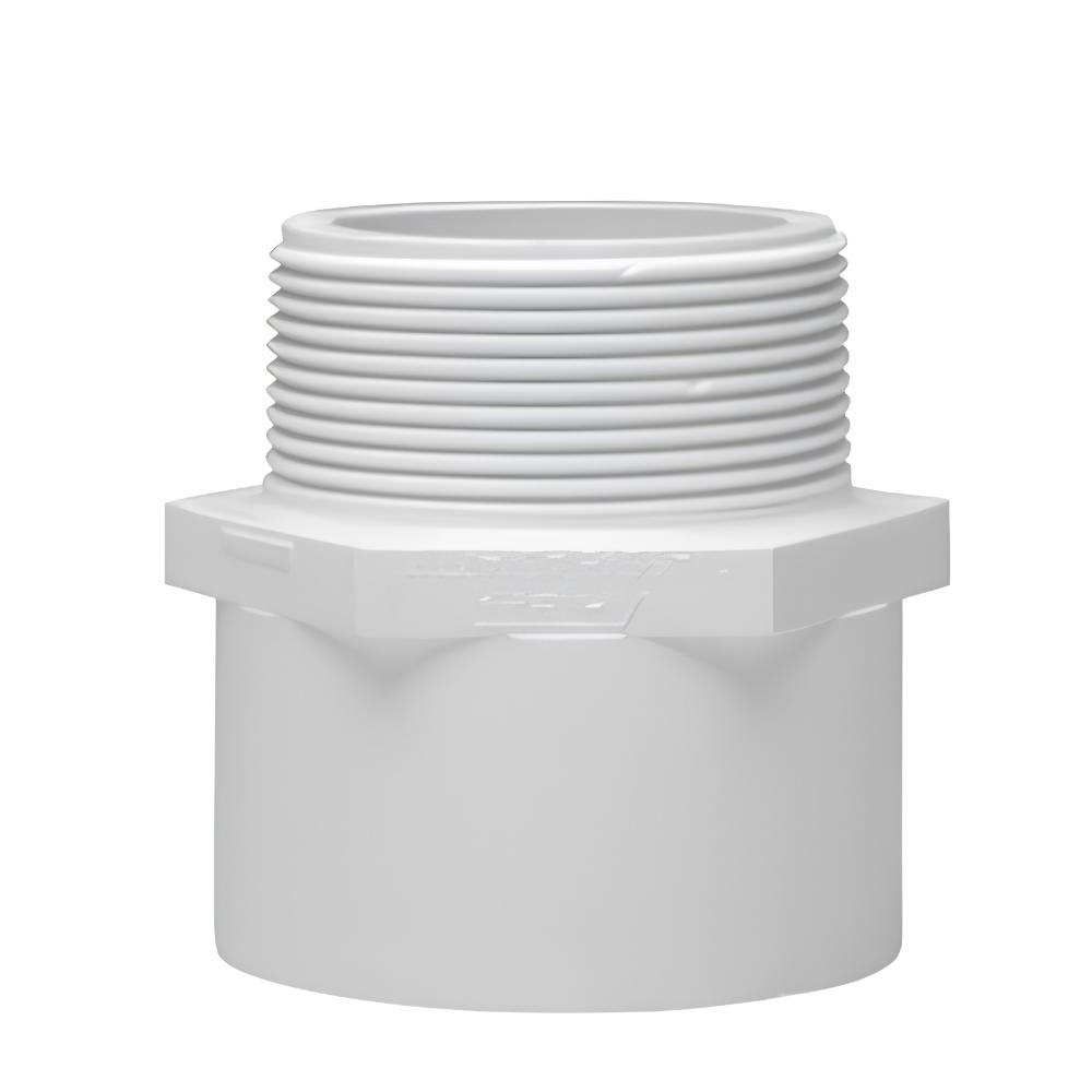 White PVC pipe fitting on a white background