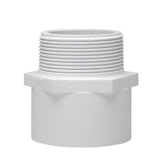 White PVC pipe fitting on a white background
