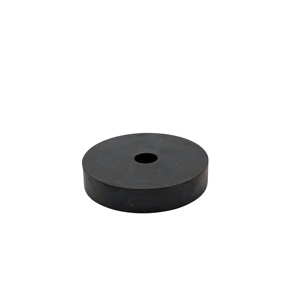Black rubber washer on a white background