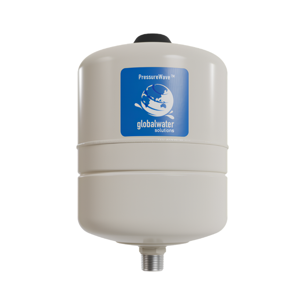 Water filter housing with Global Water Solutions logo on a white background