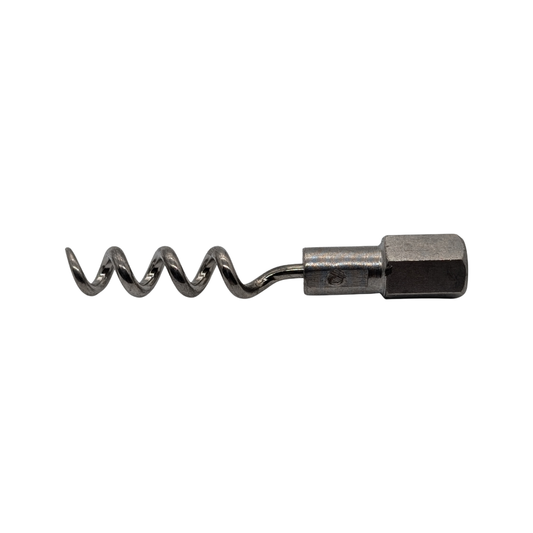 Metal corkscrew on a white background