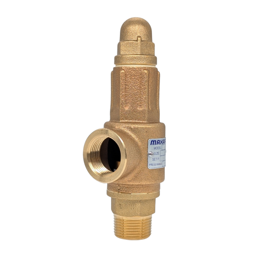 Brass valve with 'Maxaflex' branding on a white background
