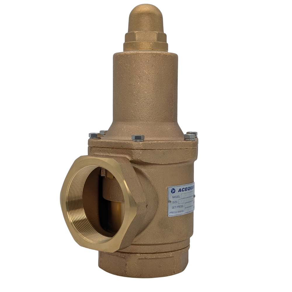 Brass valve with a visible brand label on a white background