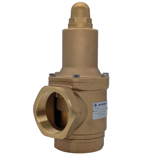 Brass valve with a visible brand label on a white background