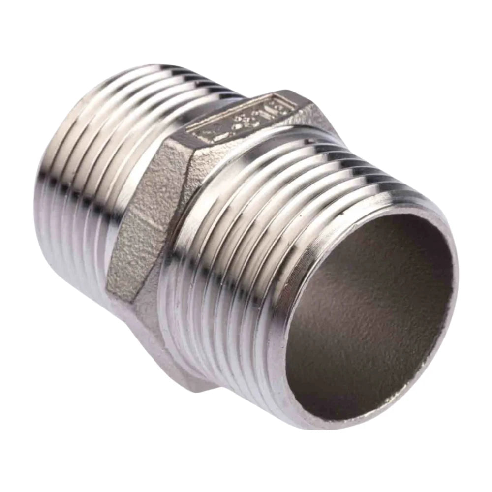 Metal pipe fitting on a white background