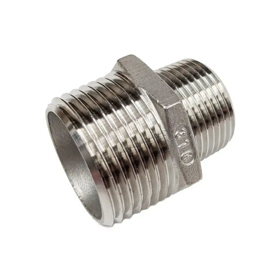 Metal pipe fitting on a white background