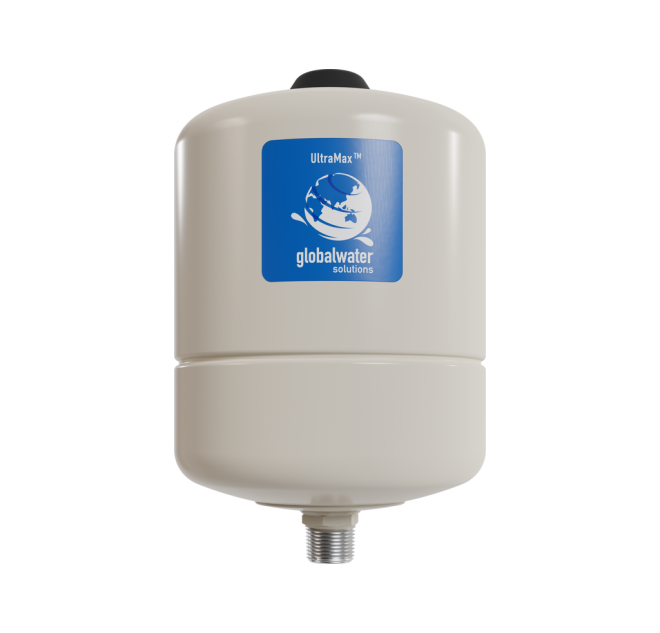 Water filter housing with Global Water Solutions logo on a white background