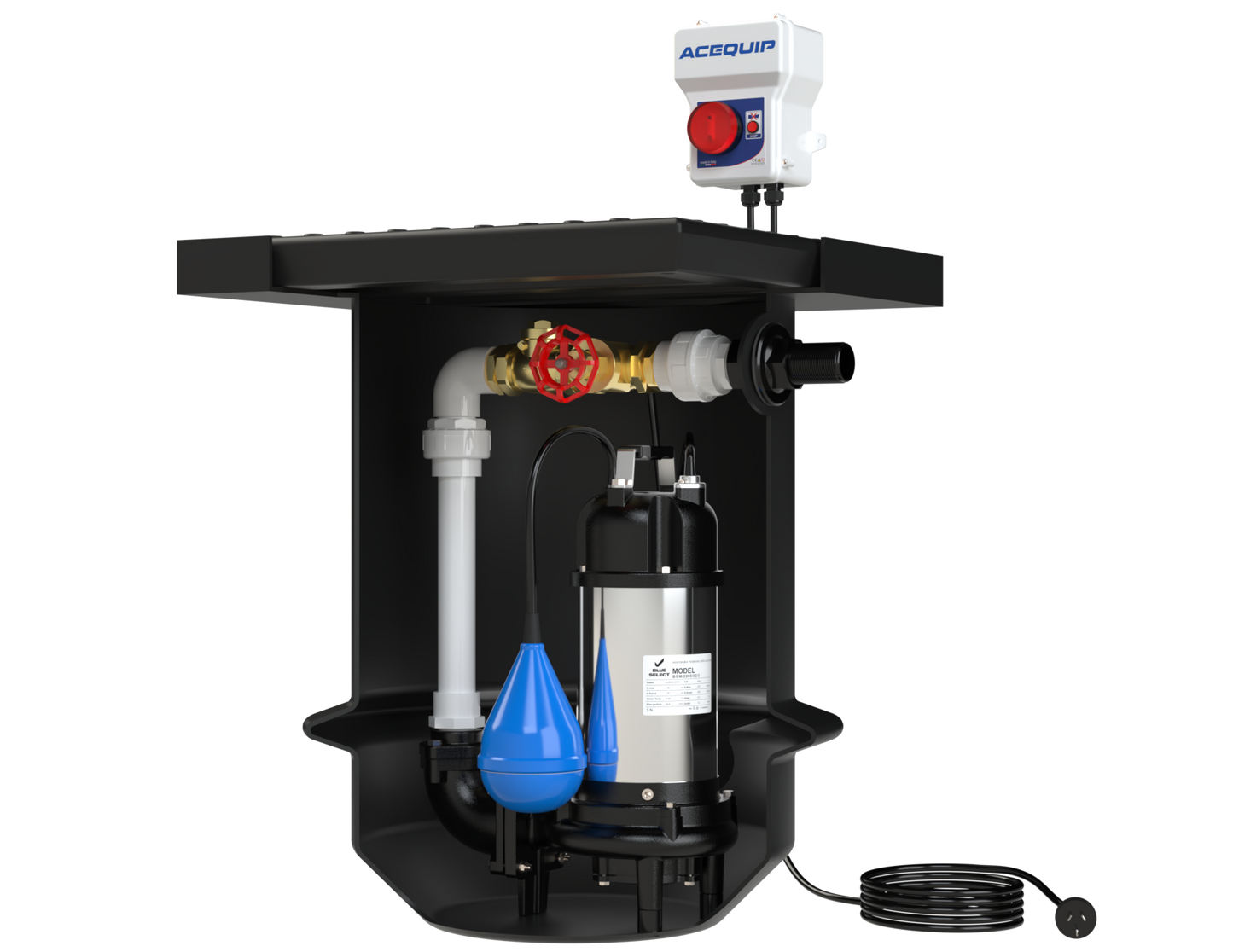 BLUESELECT 'Mini' 100L Sewage Pumping Station, 240V, 0.55kW and High Level Alarm