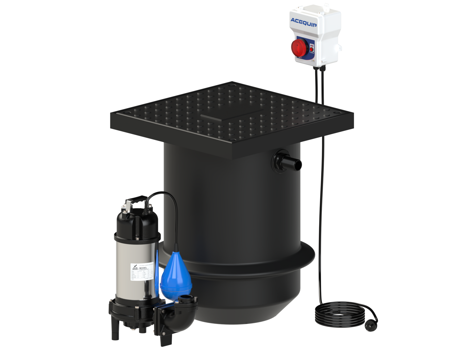 BLUESELECT 'Mini' 100L Sewage Pumping Station, 240V, 0.55kW and High Level Alarm