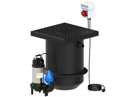 BLUESELECT 'Mini' 100L Sewage Pumping Station, 240V, 0.55kW and High Level Alarm