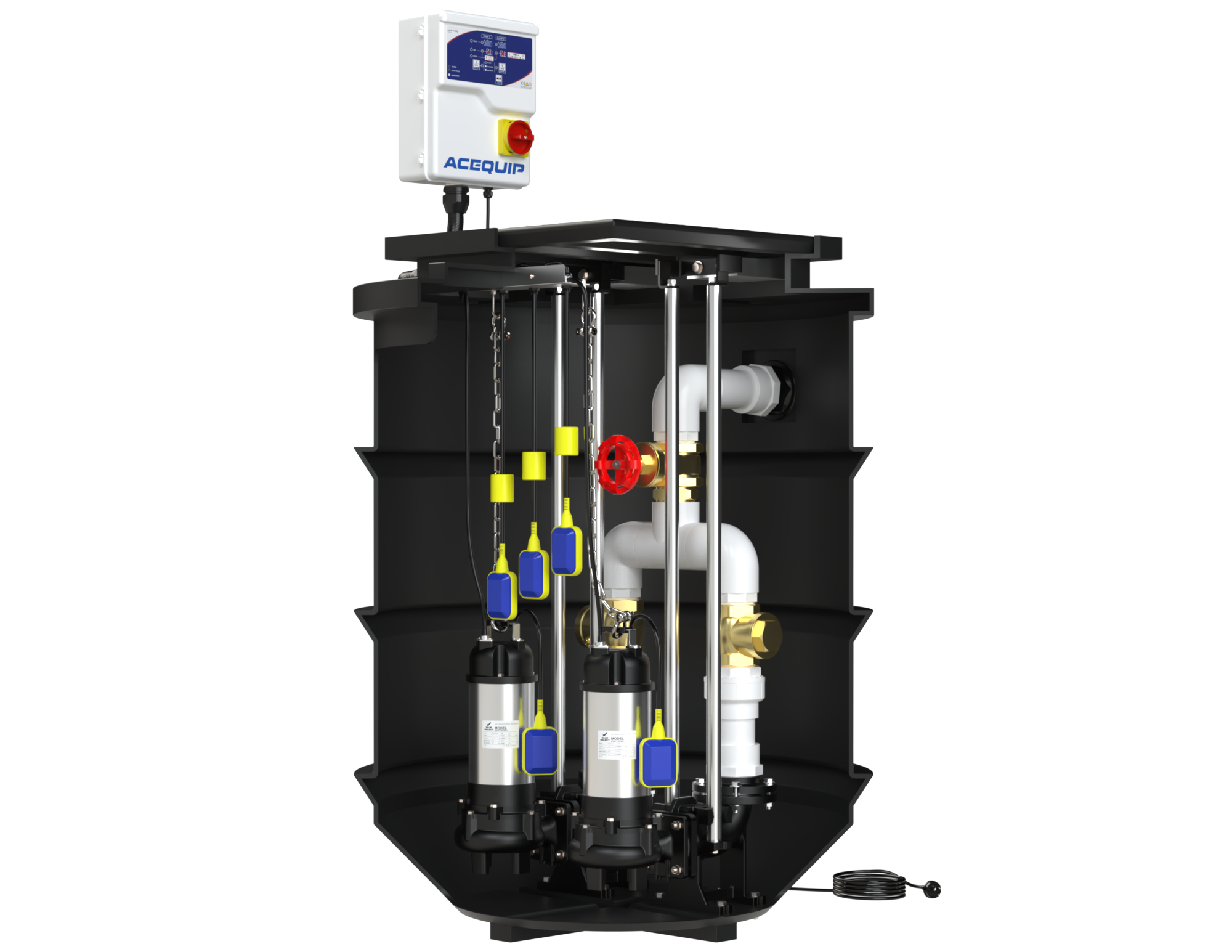 BLUESELECT 1000L Dual Pump Station with 240V, 0.75KW Stormwater Vortex ...