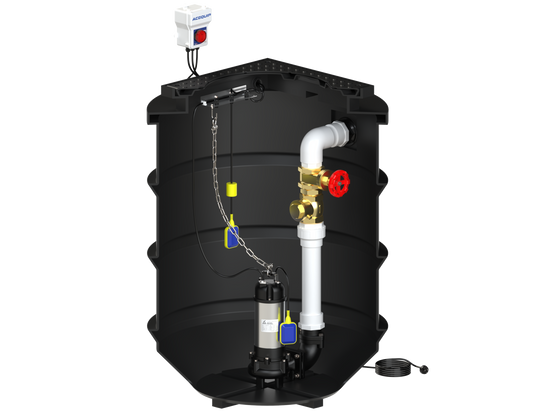 BLUESELECT 1000L Pump Station with 240V, 1.5KW Stormwater Vortex Pump