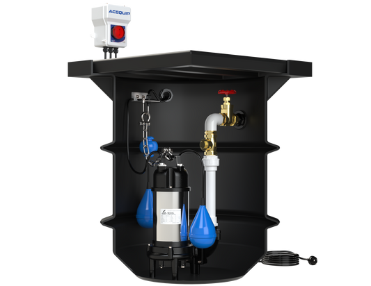 BLUESELECT 250L Pump Station with 240V, 1.5KW Sewage Grinder Pump