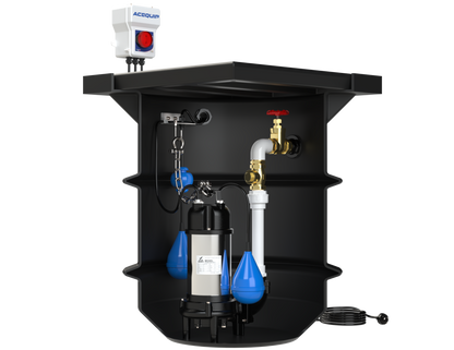 BLUESELECT 250L Pump Station with 240V, 1.1KW Sewage Grinder Pump
