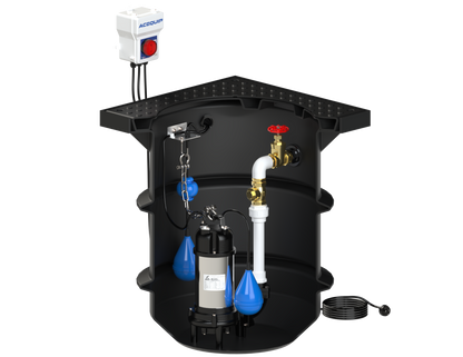 BLUESELECT 250L Pump Station with 240V, 1.5KW Sewage Grinder Pump