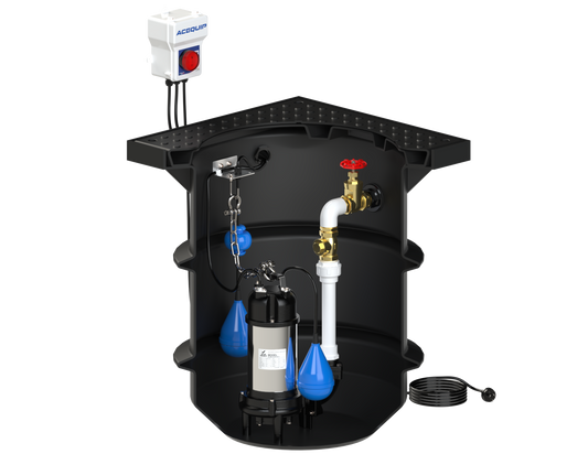 BLUESELECT 250L Pump Station with 240V, 1.1KW Sewage Grinder Pump