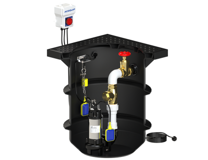 BLUESELECT 250L Pump Station with 240V, 0.45KW Stormwater Vortex Pump