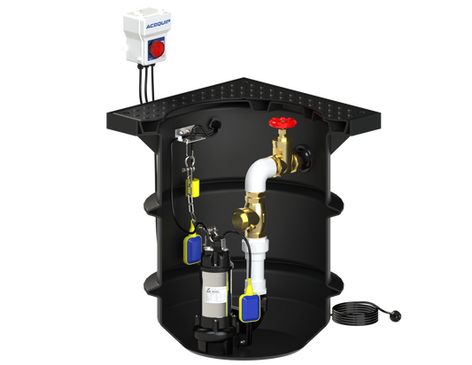 BLUESELECT 250L Pump Station with 240V, 0.75KW Stormwater Vortex Pump