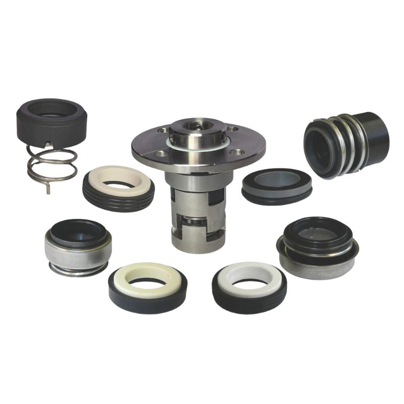 Set of mechanical components on a white background